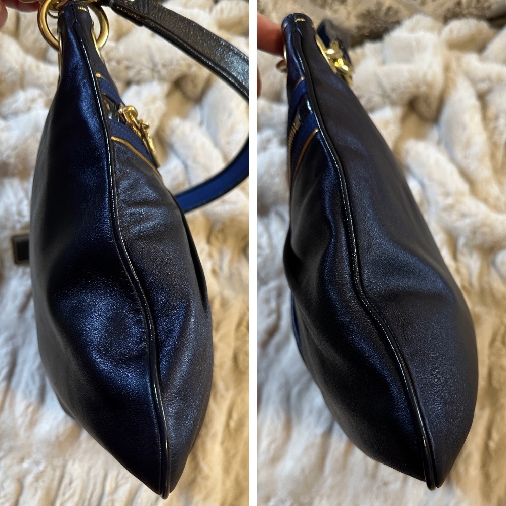 Coach Poppy Signature Sapphire Blue Leather Convertible Bag - Picture 10 of 17